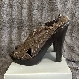 7 for all mankind - Brown Leather Woven Sandals - NEW